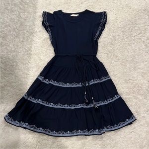 Tory Burch navy tiered dress size small